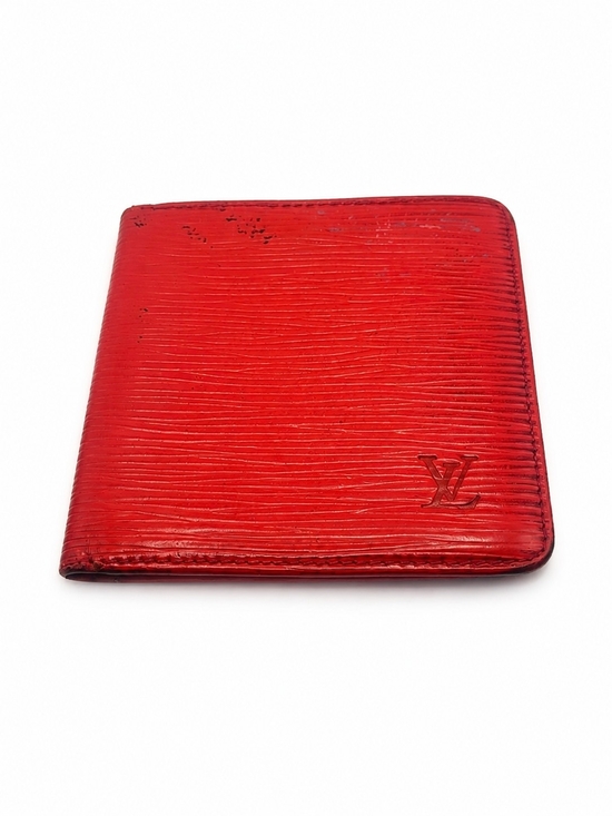 Louis Vuitton Accessories - Louis Vuitton Red Epi Leather Men's Wallet with Embossed LV